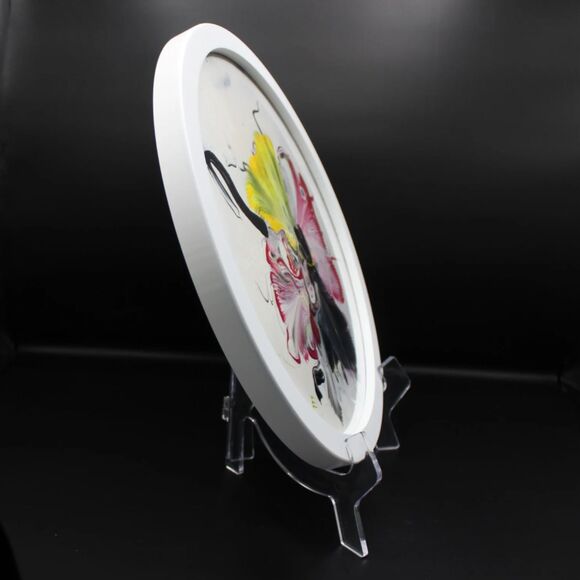 Framed Acrylic Pour Vinyl LP Record Album Colorful Modern Abstract Art Design - Picture 5 of 6